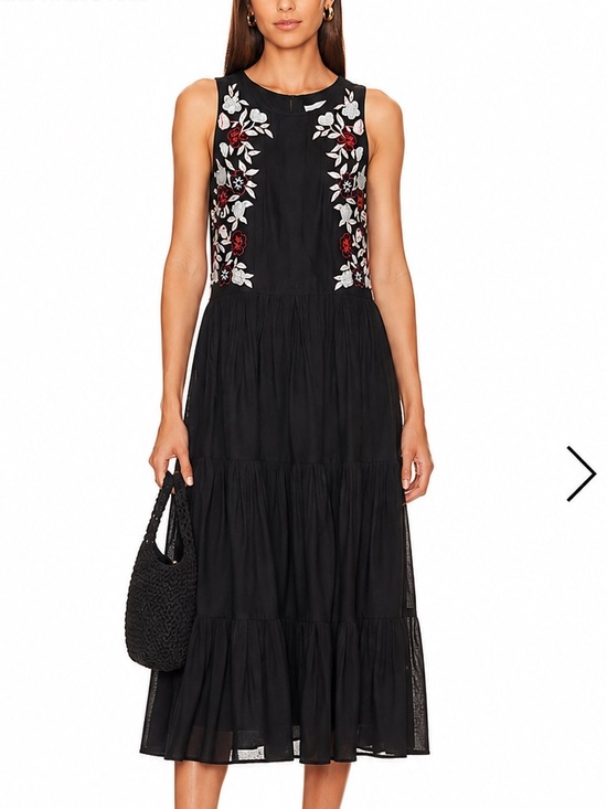 Aritzia Dresses & Skirts - Aritzia Embroidered Cotton Maxi Dress 2XS Boho  Black Floral Organic Cotton